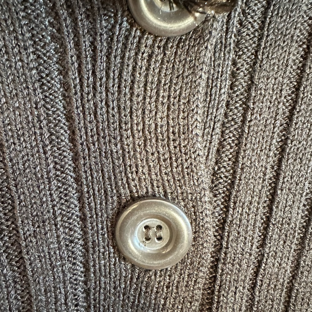 52 Weekends Sweater Cardigan Womens Size L Knit Fury Trim Collar Sleeve Stretchy - Picture 9 of 13